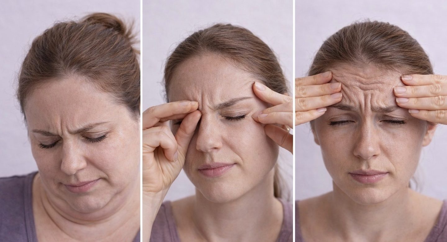 Napięcie i stres w mięśniach twarzy, które trenuje Morning Muscle Reset